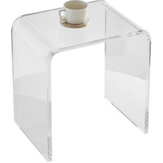 VEVOR Acrylic Side Table 415 x 305 x 460 mm, U-shaped Acrylic Table Side Table, Transparent Coffee Table for Drinks, Food, Snacks, Used in Living Room, Bedroom, Study etc.