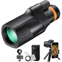 K&F Concept 12 x 50 HD Monocular Telescope IP68 Waterproof Mobile Phone Telescope with Arca Interface with Phone Clip and Tripod for Bird Watching, Hunting, Hiking, Concert