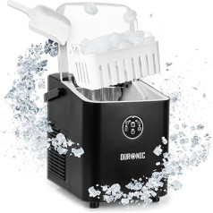 Duronic ICM12 BK Automatic Ice Cube Machine, 8 Ice Cubes in 6-8 Minutes, 1 L Water Tank, Up to 12 kg per 24 Hours, Quiet Compressor up to 54 dB, Ice Maker 120 W, 1 kg Ice Cube Maker