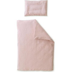Ehrenkind® Muslin Bed Linen Set, 100% Organic Cotton, Standard 100 by Oeko-Tex, 100 x 135 cm + 40 x 60 cm, Rose, Bed Linen 135 x 100 cm