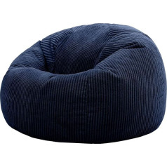 icon Kingston Classic Fluffy Corduroy Bean Bag, Adults, Dark Blue, with Filling, Indoor Bean Bag, Cosy, Large