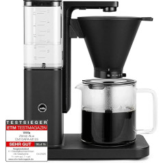 Wilfa Zense Alux Filter Coffee Machine - 1.25 L Removable Water Tank - Keep Warm Function - Drip Stop & Auto Shut-Off - Adjustable Flow - Aluminium Housing (Black)