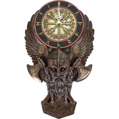 VOGLER Joh. Vogler GmbH Veronese Viking Wall Clock 29 cm Figurine Bronzed Hand-Coloured Clock Gift Idea
