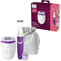 Philips Body Hair Removal Kit with 4 Accessories - Electric Epilator, Bikini Trimmer, 3 mm Attachment and Luxury Bag Model (BRP505/00)