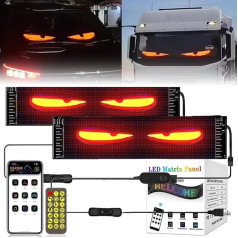 Devil Eyes Light For Cars LED Eyes for Trucks, LED Display Programmable LED Scrolling Sign Illuminated Sign for Car, Truck, Text, Graffiti, Smart App, Bluetooth USB 5 V (92 mm x 374 mm)
