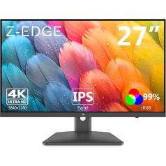Z-Edge 27 Inch 4K Monitor UHD (3840 x 2160) IPS Panel 75Hz (DP) LED Monitor, 250 cd/m², HDR10, FreeSync, Flicker-Free, HDMI x2, DisplayPort x2, VESA Compatible