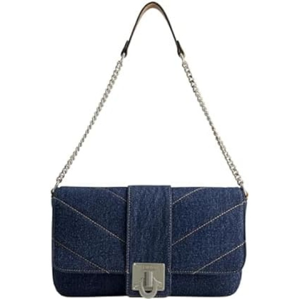 True Religion Women's Denim Shoulder Bag Purse, Mini Handbag with Chain Strap