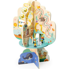 Navaris Wooden Motor Skills Play Table - Activity Tree Centre Learning Toy from 18 Months - Baby Child Motor Skills Bow Play Cube - Colourful Large