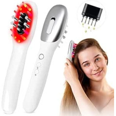 Electric Scalp Massage Brush and Hair Oil Applicator 3-in-1 Scalp Massager with Red Light EMS Vibration Massage Applicator Bottle Hair Head Massage Brush for Hair Growth and Hair Treatment
