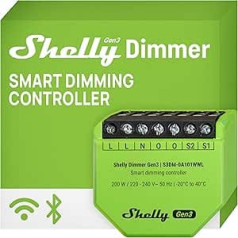 Shelly Dimmer Gen3, WLAN Smart Dimmer, Home Automation, Dimmable Lights, LED Strips, No Neutral Conductor Required, Smart Schedules, No Hub Required, iOS & Android, Alexa & Google