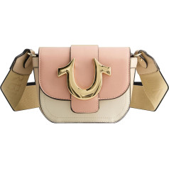 True Religion Women's Crossbody Bag Mini Flap Adjustable Shoulder Handbag Purse with Horseshoe Logo Shoulder Bag