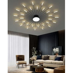 minifair Modern LED Ceiling Light, 30+1 Heads Semi Flush Black Chandelier Ceiling Lighting for Bedroom, Living Room, Kitchen, Dining Room, Restaurant