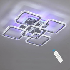 LED Ceiling Light, 80 W Square Ceiling Light, Dimmable for Bedroom, LED Ceiling Light with Remote Control for Kitchenette, Modern Ceiling Lamp for Living Room, Bedroom, 3000-6000 K