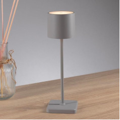 Proventa LED Table Lamp with Battery 38 cm Waterproof IP54 Wireless with USB Charging Station 10 Hours Running Time Grey