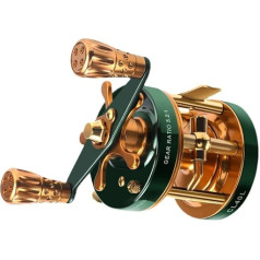 Round Baitcasting Reel, Towing Reel, 4.2:1/5.2:1 Gear Ratio Bait Fishing Baitcasting Reel, Inshore Saltwater Fishing Baitcasting Reel, Metal Body Fishing Reel for Salmon Trout