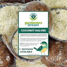 GardenersDream Coconut halves filled with bird food - for the bird feeder in the garden and wild bird food