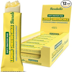 Barebells Protein Bar – Delicious Soft Protein Bars with Chocolate – Low Sugar, 16 Grams Protein, No Palm Oil – Soft Bar Lemon Cheesecake, 12 x 55 Grams
