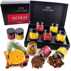 Hallingers Hab dich lieb Red - Für Verliebte 5 Types Tea Gift Set, Loose Tea in Screw Glasses, Tea Assortment as Tea Gift (Set) - Mother's Day Gift & Gift Ideas for Father's Day | Congratulations