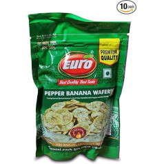 Euro Pepper Banana Chips 10 x 200 g | Crispy Banana Chips with Pepper & Rock Salt | Vegetarian | Gluten Free | Snack | Healthy Alternative | Made from Natural Ingredients