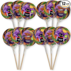 MIK funshopping Halloween Sweets Confectionery - Scary Party Bags for Party & Terribly Delicious Snacks, Halloween Candy Individually Packed (Trick or Treat Swirl Lollipops, 12 Pieces of 80 g)