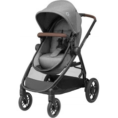 Maxi-Cosi Zelia S Trio 3-in-1 Complete Set, 0–4 Years, up to 22 kg, Foldable, Compact, Adjustable Baby Pram, with CabrioFix S i-Size Baby Seat, Accessories, Changing Bag, Grey