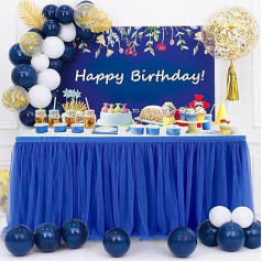HBBMAGIC Royal Blue Tulle Table Skirt Tutu Table Skirts 427 x 76 cm, Candy Table Tutu Tablecloth Tulle for Birthday Girl Decoration, Baby Party, Candy Bar, Wedding, Without LED