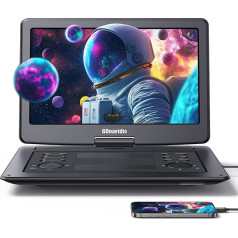 GOnavidio 17.9 Inch Portable DVD Player with 15.6 Inch Screen, 6 Hours Rechargeable Battery, Children's TV Supports HDMI Input, Last Memory, Region-Free, USB/TF Card