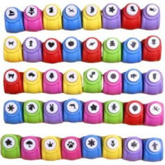 Set of 40 motif punches, children's motif punches, paper punches, for DIY gift cards, gift tags, crafts, scrapbooking, photos
