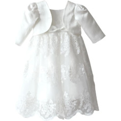 Christening Dress Satin Bolero Baby Girl Dress Flower Girl Dress M22
