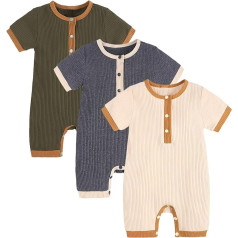 amropi Baby Girls' Romper Pack of 3 Short Sleeve Sleepsuit Cotton Pyjamas for 0-18 Months