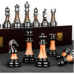 Chess Game, Wooden Chess Board, High Quality, Foldable, Travel Chess, Hand Carved Knight, KH = 8.9 cm, 45 x 45 cm, for 2 Players from 10 Years