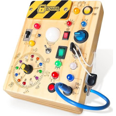 Busy Board Montessori Toy for 1 2 3 Year Old Wooden Toy for Toddlers Sensory Travel Toy for Autistic Boys from 1 Year