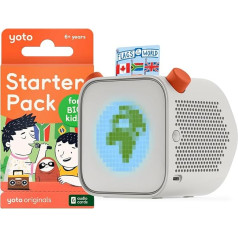 Yoto Player + Starter Pack for Big Kids, Story Box, Storyteller with Night Light, Clock, 5 English Audio Books for Kids, Music Stories, Listening Performance, First Stories