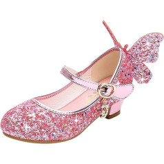 RMBLYfeiye Children's Girls' Butterfly Shoes with Heel High Heel Crystal Shoes Party Glitter Sequins Princess Sandals Festive Shoes Carnival Costume Accessories