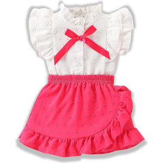 Kleinkind Baby Mädchen Kleidung Sommer 2 Stück Outfits Rüschen Ärmellos Spitze Tops und Röcke Kleidung Rock Set