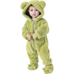 Baby Girl Jumpsuit Dungarees Made of Corduroy Flannel Sleepsuit Children Unisex Baby Christmas Romper Cute Spring Thick Warm Romper Fluffy Pyjamas for 0-12 Months