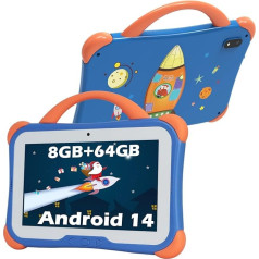 weelikeit Children's Tablet, 7 Inch Tablet for Children, 8GB RAM, 64GB ROM, Android 14 Tablet with Bluetooth, WiFi, Double Camera, Children's Tablet with Child Lock, Learning Tablet for Girls and Boys