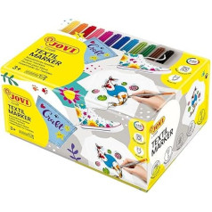 Jovi Textile Felt Tip Pens Line Width 4.8 mm Permanent Brush-like Tip Set of 48 in 4 x 12 Colours