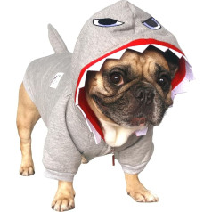 iChoue Shark Dog Halloween Costume Cute Funny French Bulldog Cold Weather Winter Coats Hoodie Frenchie English Pug Pit Bull Corgi Puppy Gray/XL