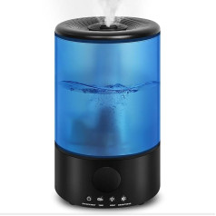 Top Fill Bedroom Humidifier, 3.2 L 360° Cool Mist Humidifier for Children's Room and Plants, Ultra Quiet, Room Humidifier, Automatic Shut-Off (Blue)