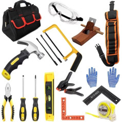 Tool Children for Beginners Learning, Children's Tool Set with Real Hand Tools, DIY Children's Construction Tool Toy Kits Gift with Tool Bag & Tool Belt & Hammer & Hand Saw, 18 Pieces