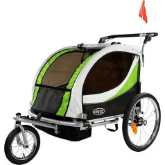 ClevrPlus Deluxe 3-in-1 Doppel-Fahrradanhänger mit 2 Sitzen, Jogger, Kinderwagen für Kinder, faltbar, zusammenklappbar mit schwenkbarem Vorderrad