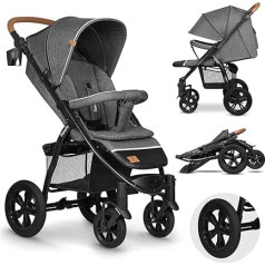 LIONELO Annet Tour Pushchair up to 22 kg, Adjustable Handle, Foldable, Adjustable Backrest to Reclining Position, Maintenance-free Wheels, XXL Hood, 5-Point Harness, Shopping Basket