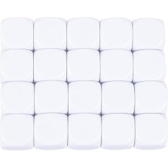 20 mm Acrylic Dice with Smoothed Surface, Six Sided Dice with Rounded Corners, White Dice Dice for Board Games, DIY Stickers, Party Fun, Pack of 100 White
