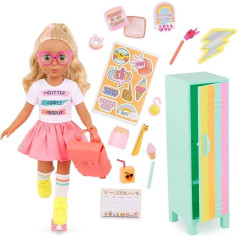 Glitter Girls Deluxe Doll Sunnie & Locker - 36 cm Doll, Doll Clothes, Accessories - Blonde Hair for Styling & Green Eyes - Roller Skates & Doll Accessories - Toy for Children from 3 Years