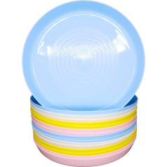 Bloomsworld 16 Children's Plastic Plates Set for Toddlers, Reusable, BPA-Free, Picnic, Party and Camping Tableware for Boys and Girls - Pastel