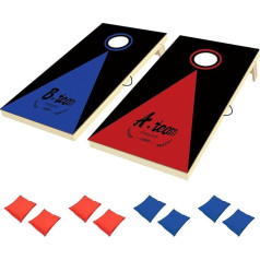 Professionelle Cornhole Sets - No Bounce: 0.9 mx0.6 m Massivholz Maislöcher Outdoor Spiel Maisloch-Sets mit 2 Cornhole Boards, 8 Sitzsack-Wurfsäcke für Partys