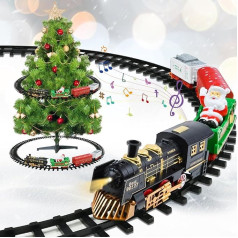 FORMIZON Christmas Tree Train, Electric Train Set, Christmas Train Around the Tree, Cart and Rails, Train Toy for Children, with Light and Sound, Christmas New Year Gift for Boys and Girls