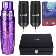 Mast Tattoo Machine Set Wireless Machine Pen Kit Tattoo Pen with 2 Wireless Batteries Tattoo Power Supply RCA Jack Tattoo Needles with Box