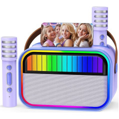 Karaoke Maschine für Kinder und Erwachsene, Kinderspielzeug für 3–12 jährige Mädchen Geburtstagsgeschenk, tragbarer Karaoke Maschine mit 2 Mikrofonen, Mädchengeschenk für Mädchen (Lila)